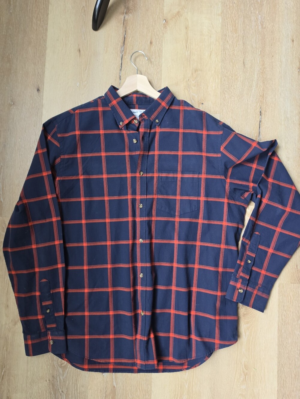 Old Navy Navy and Red Windowpane Plaid Button-Down Shirt